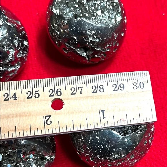 Shiny Metallic Decorative Pyrite Spheres Semiprecious Stones from Peru